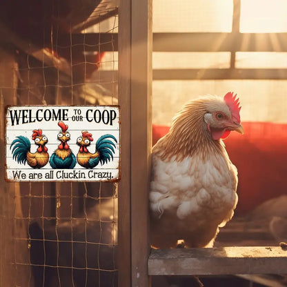 Welcome To Our Coop - Personalized Funny Chicken Metal Sign