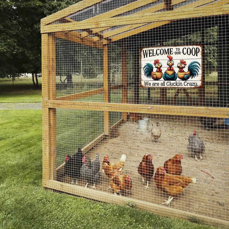 Welcome To Our Coop - Personalized Funny Chicken Metal Sign
