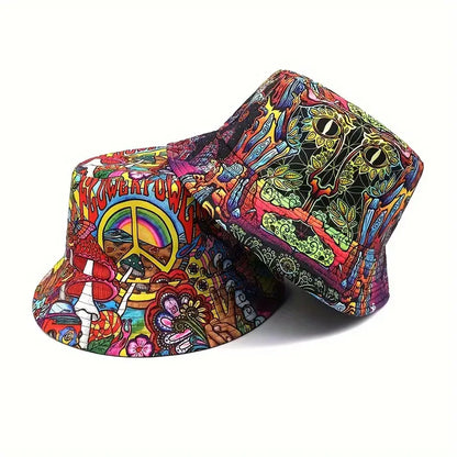 Double-Sided Retro Punk Hippie Bucket Hat