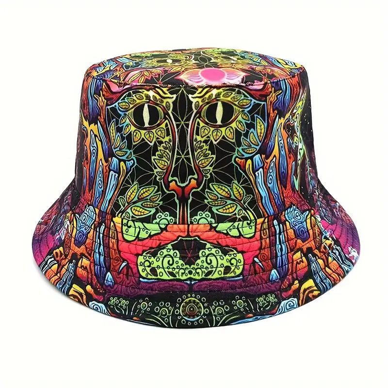 Double-Sided Retro Punk Hippie Bucket Hat