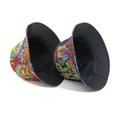 Double-Sided Retro Punk Hippie Bucket Hat
