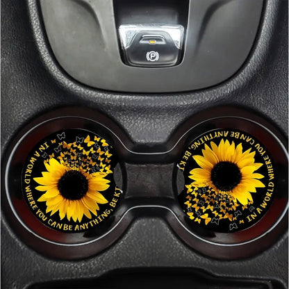 Sunflower And Motivation Quotes Car Coaster