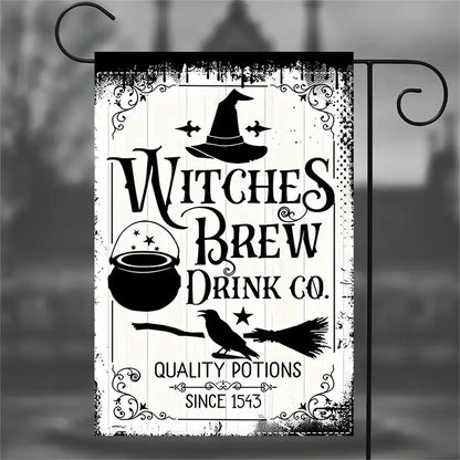 Witches Brew Drink Co - Witch Garden Flag, Halloween Garden Flag, House Flag