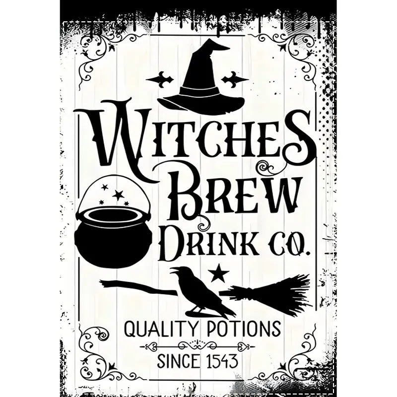 Witches Brew Drink Co - Witch Garden Flag, Halloween Garden Flag, House Flag
