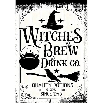 Witches Brew Drink Co - Witch Garden Flag, Halloween Garden Flag, House Flag