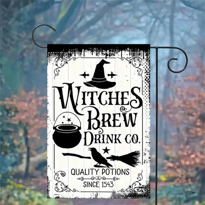 Witches Brew Drink Co - Witch Garden Flag, Halloween Garden Flag, House Flag