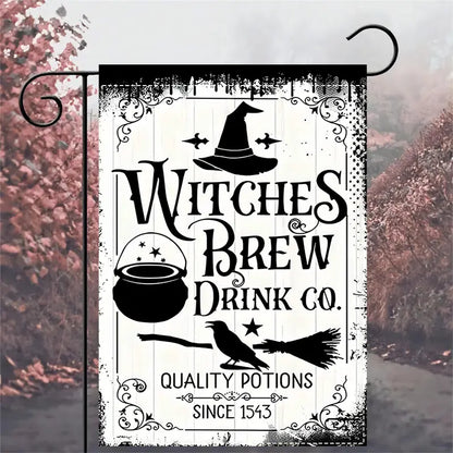 Witches Brew Drink Co - Witch Garden Flag, Halloween Garden Flag, House Flag