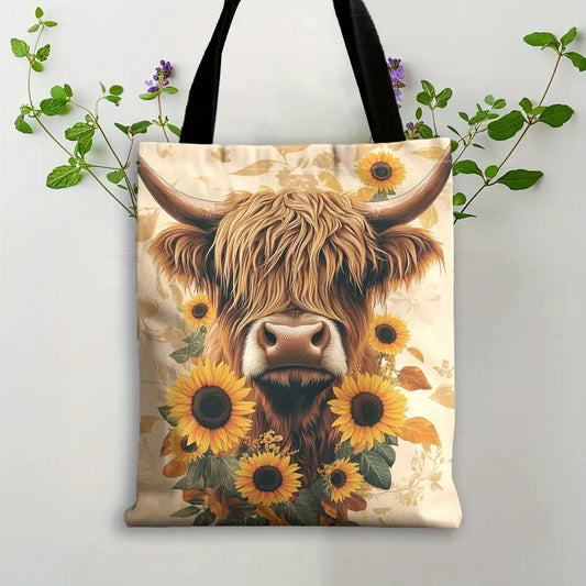 Cute Cow - Sunflower Cow Tote Bag