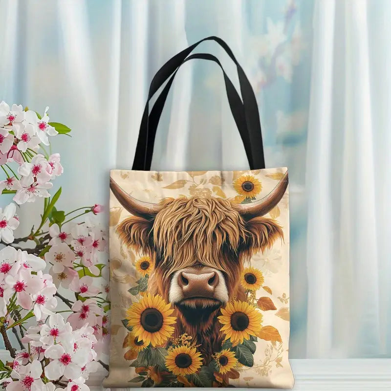 Cute Cow - Sunflower Cow Tote Bag