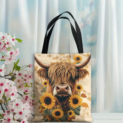 Cute Cow - Sunflower Cow Tote Bag