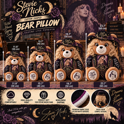 Stevie Nicks Custom Shaped Bear Pillow – Gypsy Soul Music Inspired Gift for Stevie Nicks Fans 2
