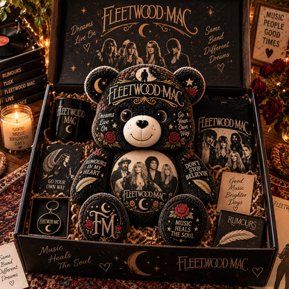 Fleetwood Mac Bear Custom Shaped Pillow – Classic Rock Music Fan Gift, Vintage Rock Collectible