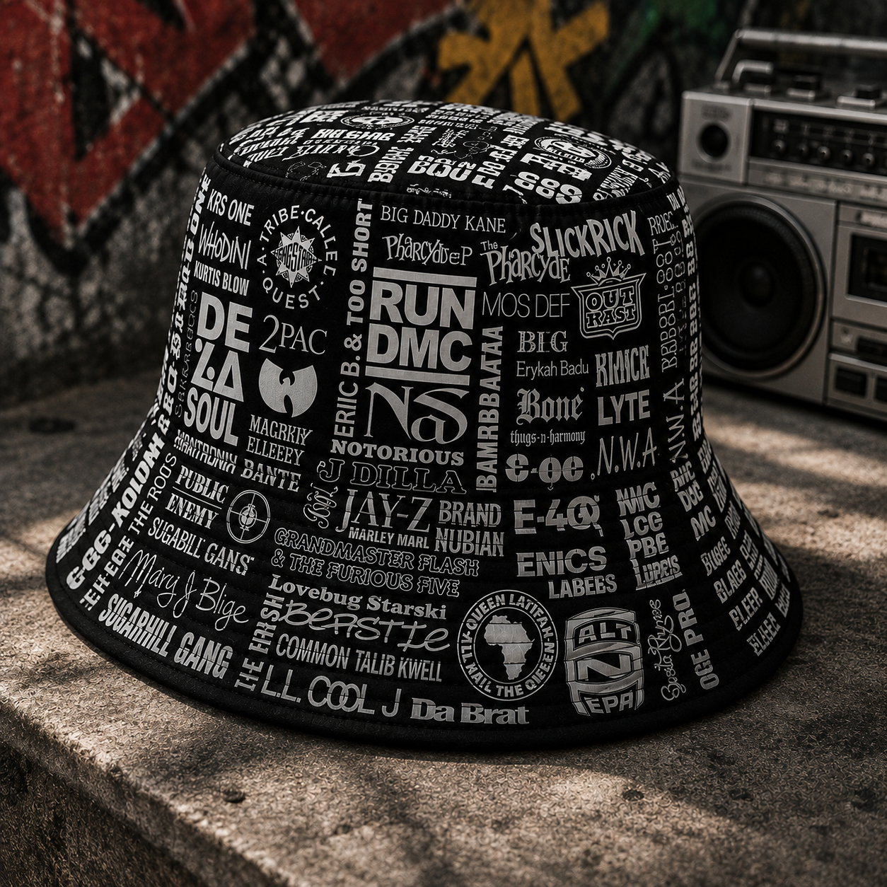 Classic Golden 80’s & 90’s Hip Hop All Over  Bucket Hat Version 2