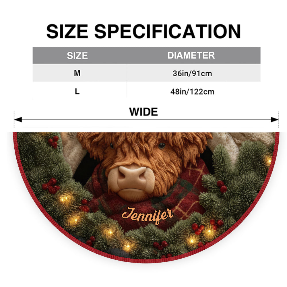 Personalized Highland Cow Shaped Tree Skirt