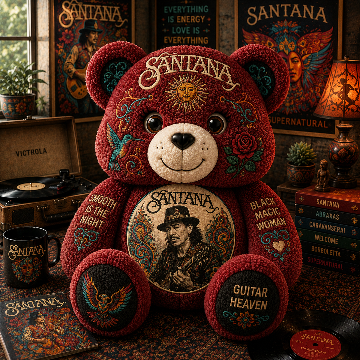 Santana Guitar Heaven Custom Shaped Pillow – Classic Rock Music Fan Gift