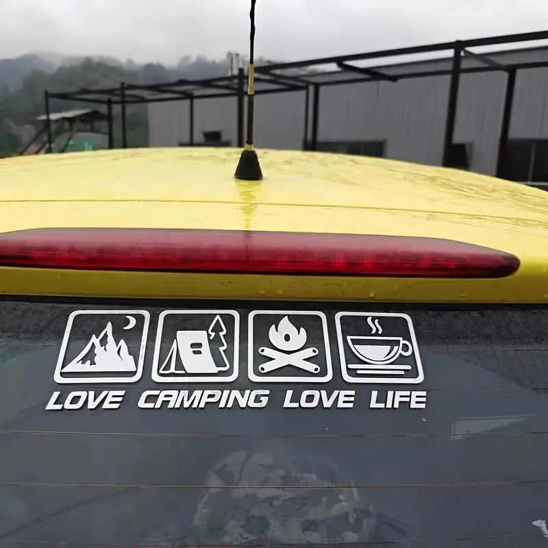 Love Camping Love Life Sticker White