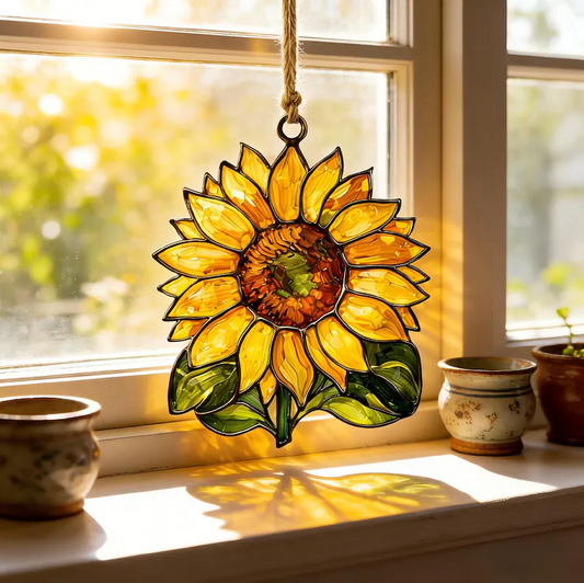 Personalized Sunflower Shape Stained Glass Suncatcher