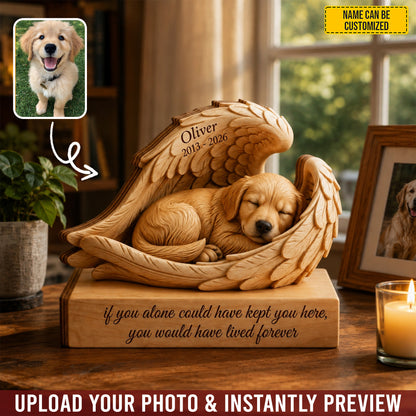 Personalized Pet Angel Wings Wooden Block Memorial Keepsake