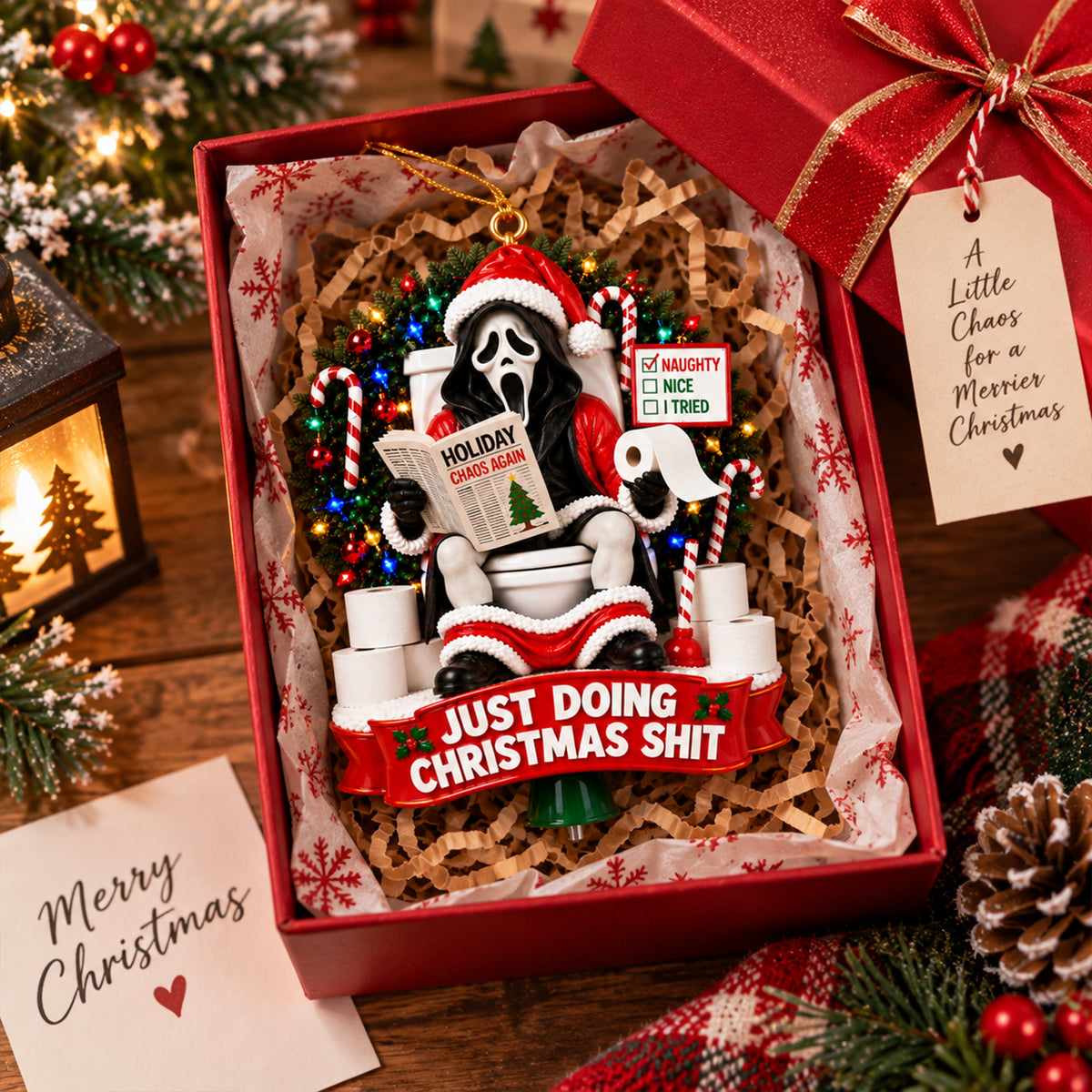 Ghostface Just Doing Christmas Shit Ornament
