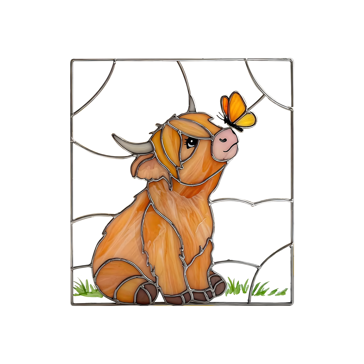 Highland Cow Stained Glass Suncatcher
