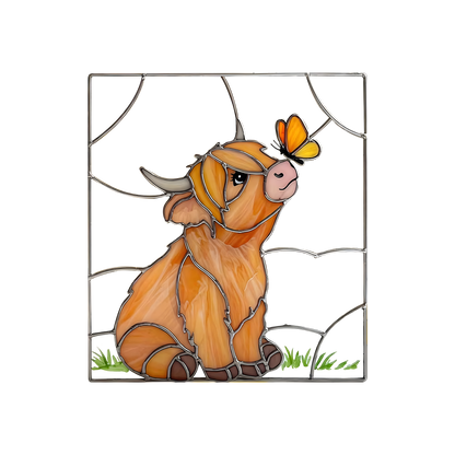 Highland Cow Stained Glass Suncatcher