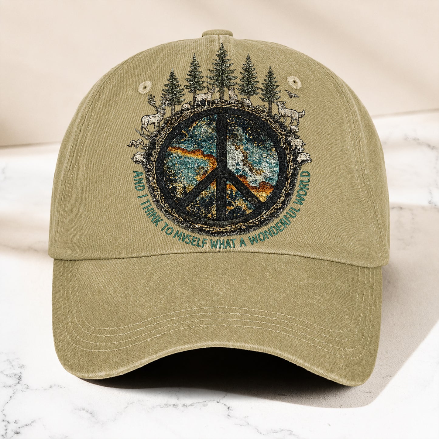 And I Think To Myself - Peace Classic Music Denim Cap
