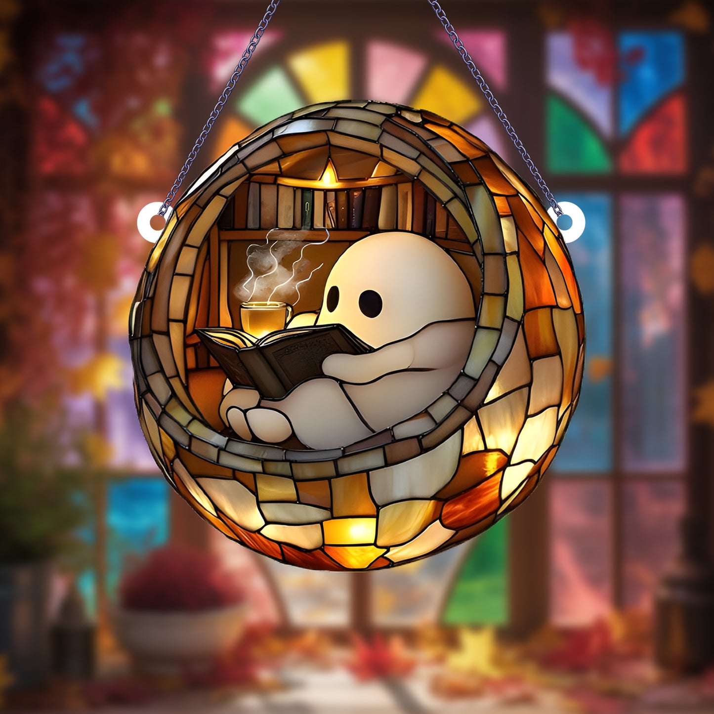 Cute Ghost Stained Glass Acrylic Suncatcher