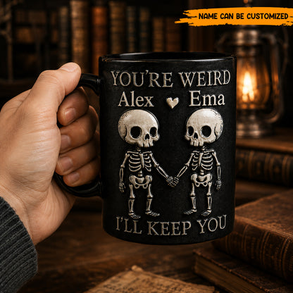 Personalized Skeleton Couple Black Mug