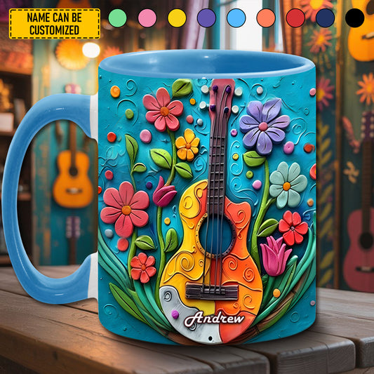 Guitar Flowers - Personalized Guitar Accent Mug