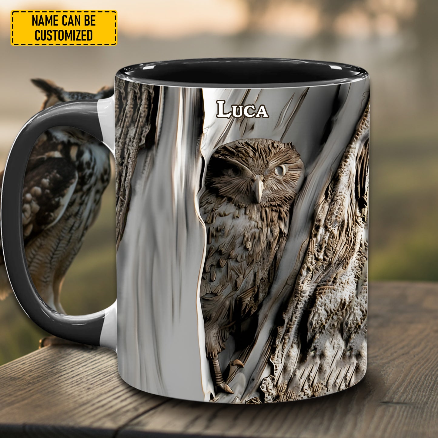 Personalized Owl In The Woods Accent Mug