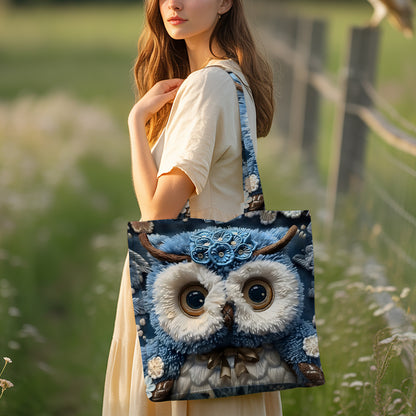 Cute Blue Owl Tote Bag