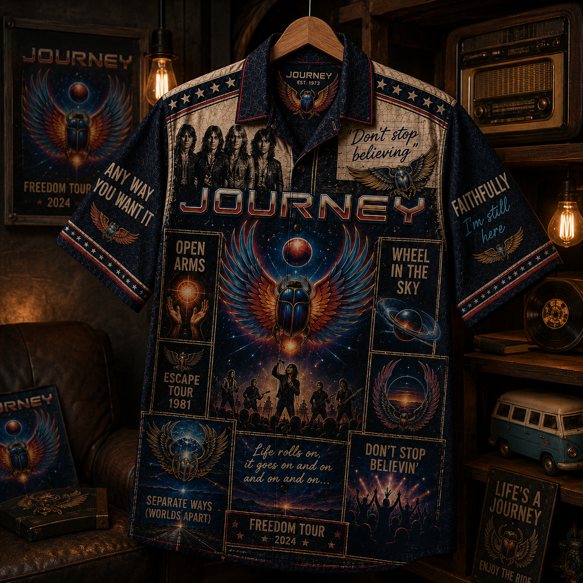 Journey Hawaiian Shirt - Vintage Music Fan Gift