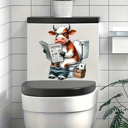 Cow Reading Newspaper Sticker