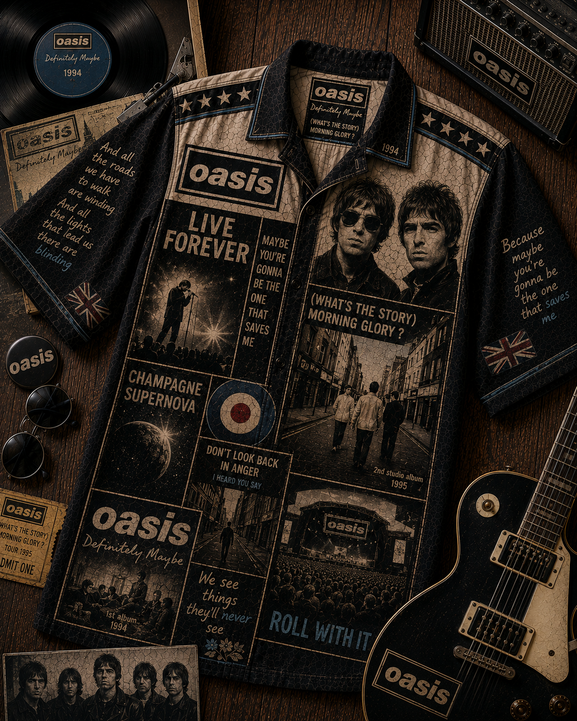 Oasis Hawaiian Shirt - Vintage Music Fan Gift