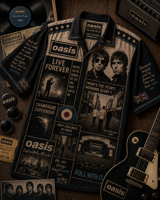 Oasis Hawaiian Shirt - Vintage Music Fan Gift