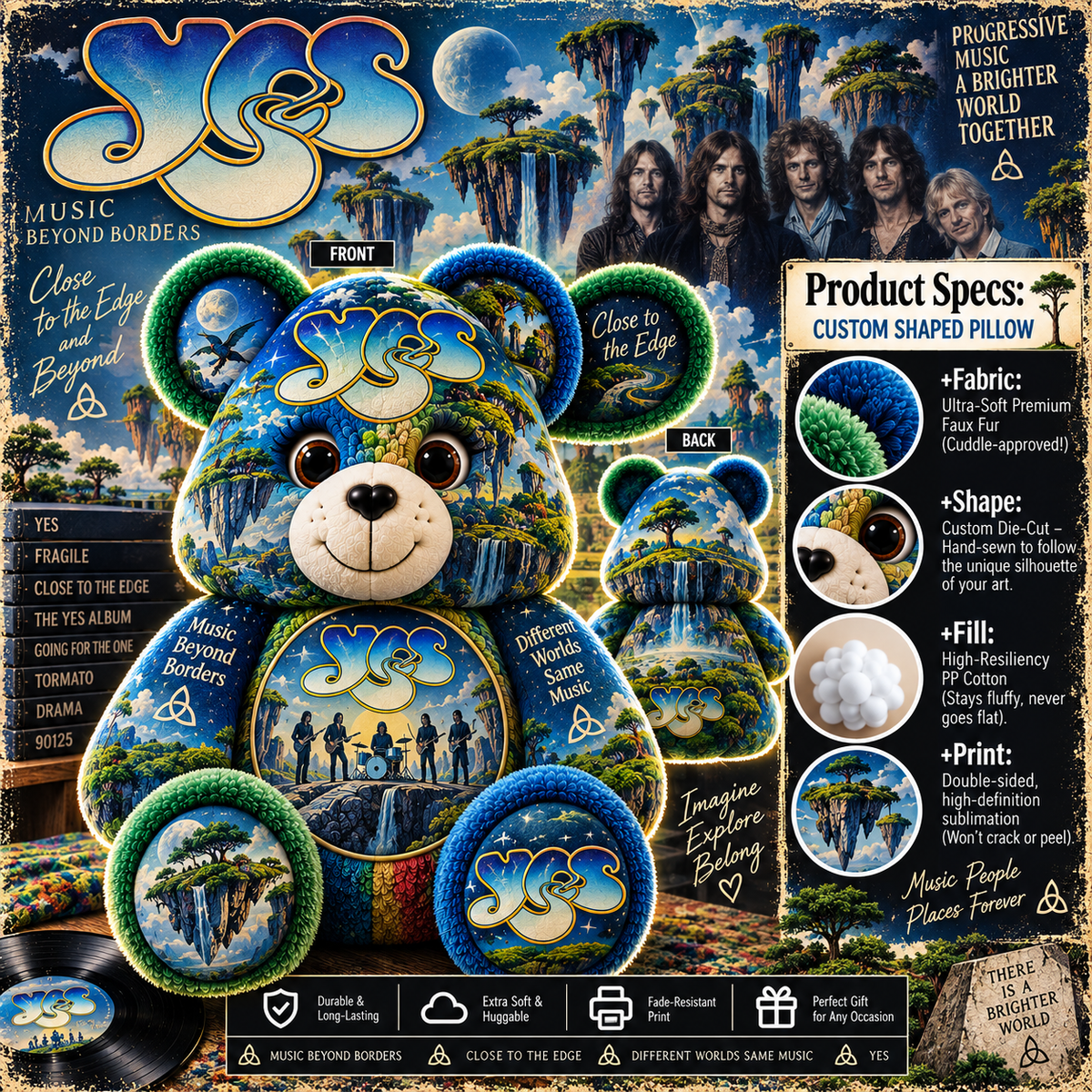 Yes Bear Custom Shaped Pillow – Progressive Rock Music Fan Gift