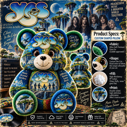 Yes Bear Custom Shaped Pillow – Progressive Rock Music Fan Gift