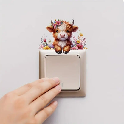 Charming Highland Cow & Floral Stickers