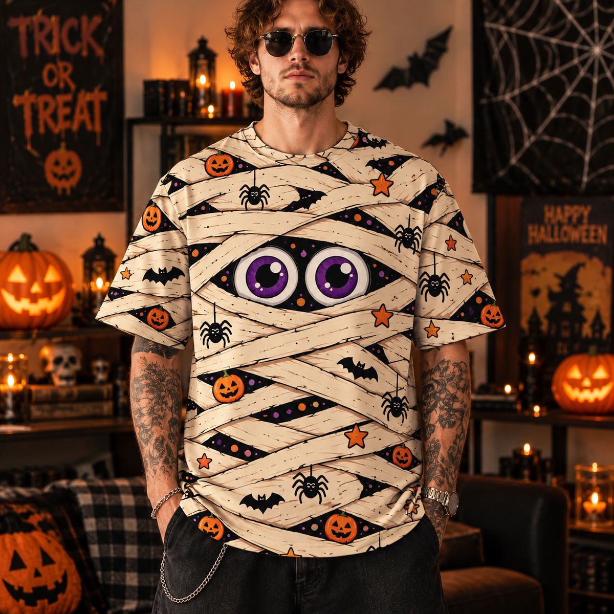 Cute Mummy Halloween T-Shirt – Spooky Season All Over Print Tee