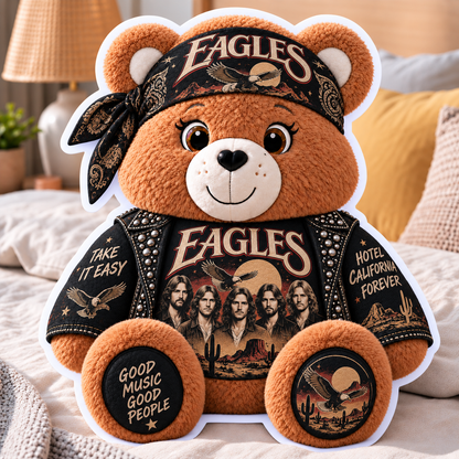 Eagles Custom Shaped Bear Pillow – Hotel California Take It Easy Classic Rock Music Inspired Gift for Eagles Fans