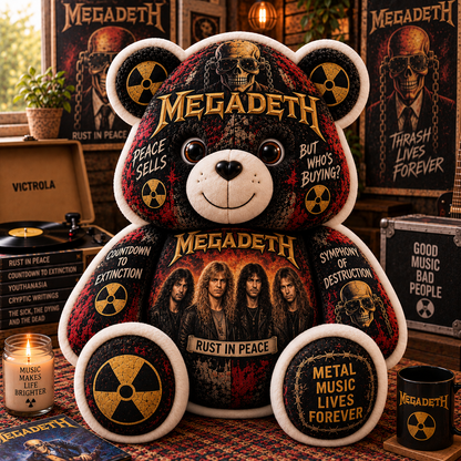 Megadeth Bear Custom Shaped Pillow – Thrash Metal Fan Gift