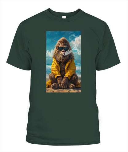 Too Cool To Squatch – Retro Bigfoot Beach Shirt