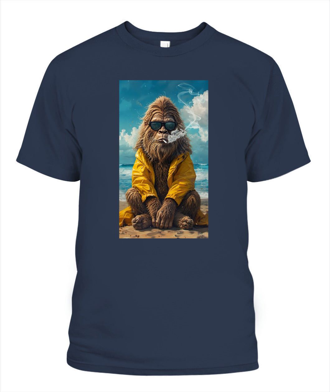 Too Cool To Squatch – Retro Bigfoot Beach Shirt