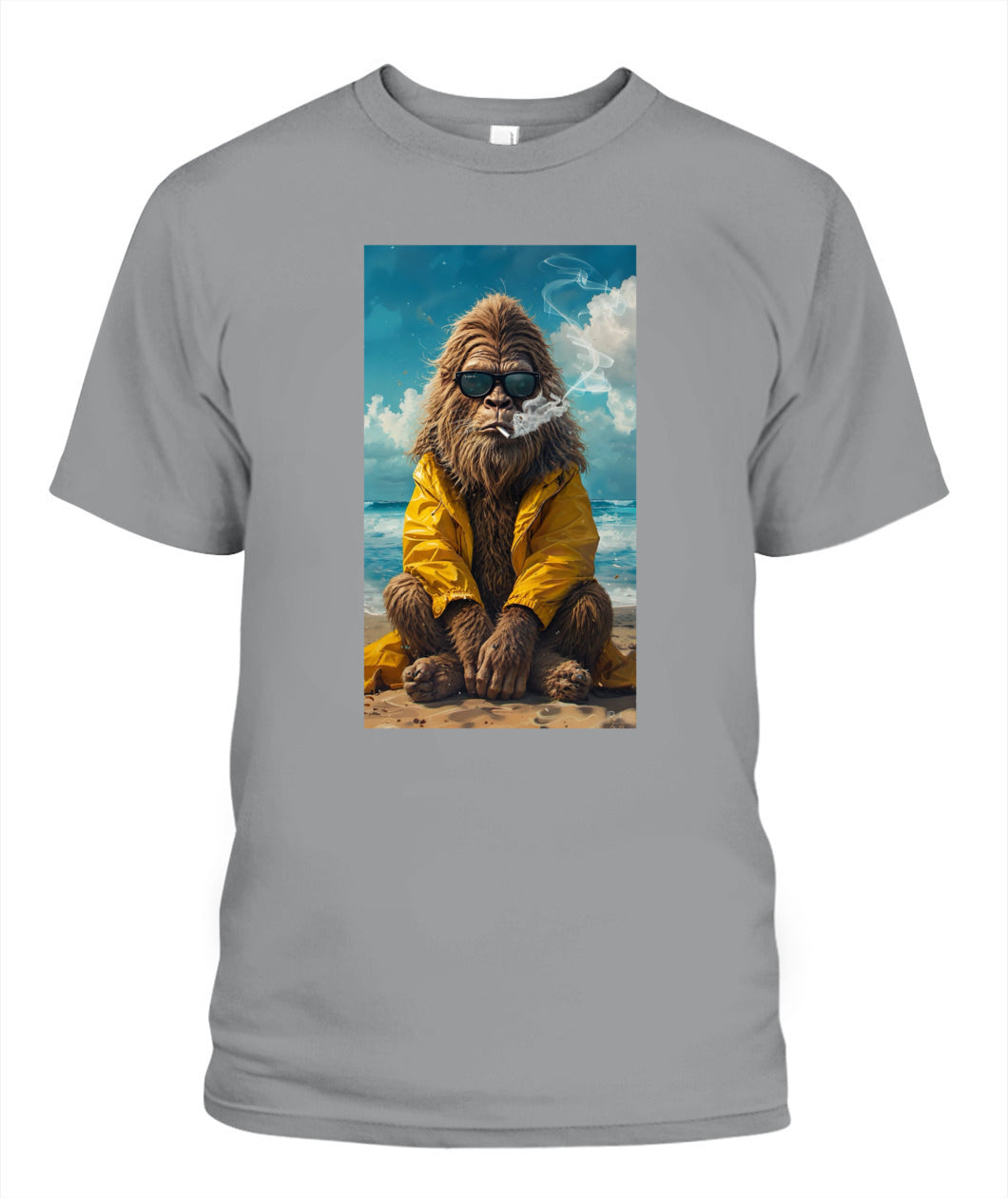 Too Cool To Squatch – Retro Bigfoot Beach Shirt