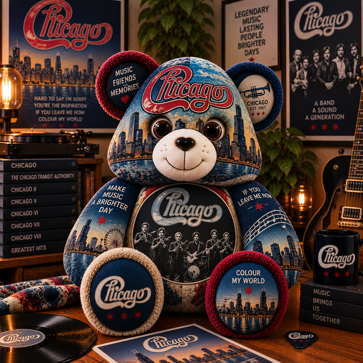 Chicago Bear Custom Shaped Pillow – Classic Rock Music Fan Gift