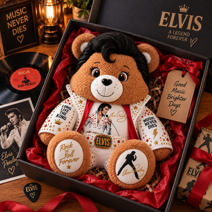 Elvis Presley Custom Shaped Bear Pillow – King of Rock ’n’ Roll Music Inspired Gift for Fans