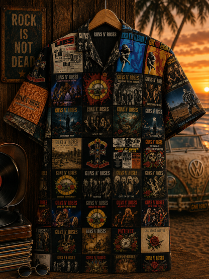 Guns N' Roses Album Collection Hawaiian Shirt - Vintage Rock Music Fan Gift