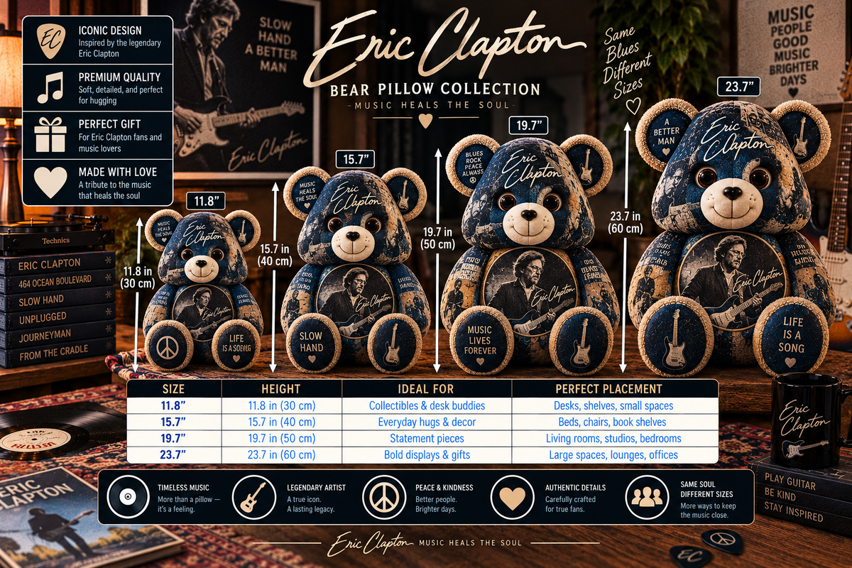 Eric Clapton Bear Custom Shaped Pillow – Slowhand Blues Rock Music Fan Gift
