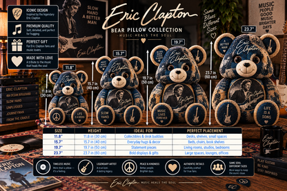 Eric Clapton Bear Custom Shaped Pillow – Slowhand Blues Rock Music Fan Gift