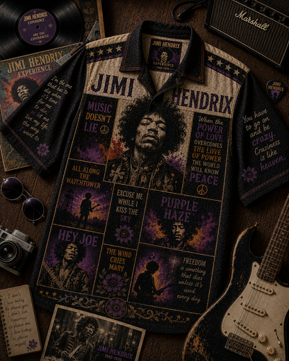 Jimi Hendrix Hawaiian Shirt - Vintage Music Fan Gift
